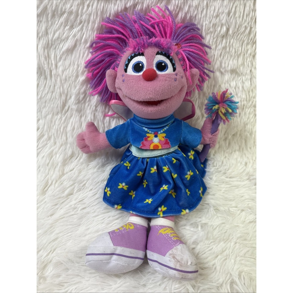 GUND Sesame Street Abby Cadabby Plush Fairy Doll Pink Hair Blue Dress 13"